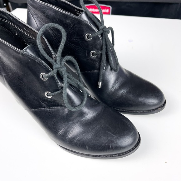 Cole Haan Womens 10 B Wedge Leather Lace Up Ankle Booties Boots Black - Picture 3 of 12